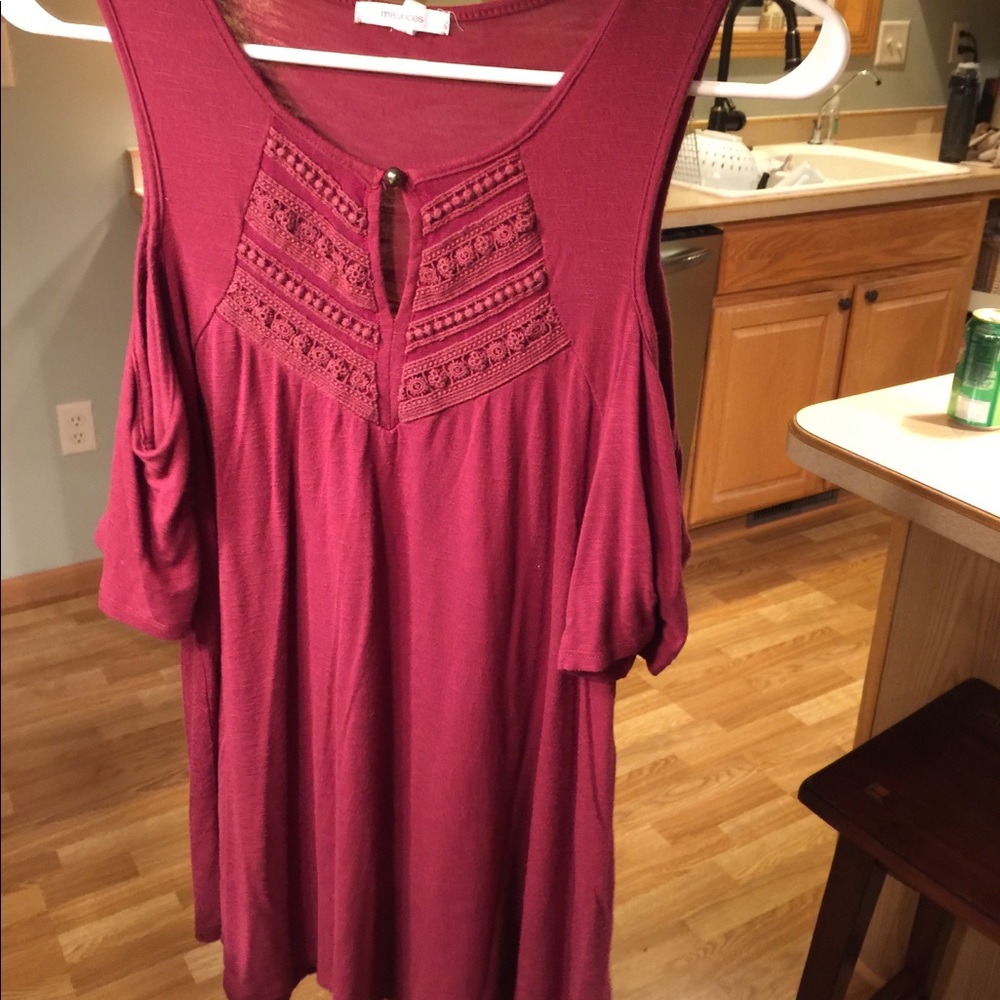 Maroon open shoulder tank - Maurice’s